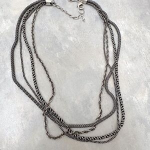 Silpada Sterling Silver Twisted Silver Multi-Strand Necklace.